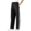 Woman Within Plus Size Better-Fleece Side-Stripe Pull-On Sweatpants(Black White)