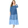 Woman Within Plus Size Colorblock Tiered Dress(Blue Coast Colorblock)