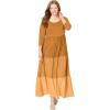 Woman Within Plus Size Colorblock Tiered Dress(Honey Glaze Colorblock)