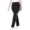 Woman Within Plus Size Petite Stretch-Cotton Knit Pull-On Bootcut Side-Stripe Leggings(Black White)