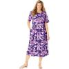 Woman Within Plus Size Short-Sleeve Button-Front Pocket Dress (Petite Available) – 1X, Purple Garden