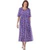 Woman Within Plus Size Short-Sleeve Button-Front Pocket Dress (Petite Available) – 5X, Purple Blossom