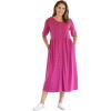Woman Within Plus Size Short-Sleeve Button-Front Pocket Dress (Petite Available) – 7X, Raspberry