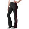 Woman Within Plus Size Tall Stretch-Cotton Knit Pull-On Bootcut Side-Stripe Leggings(Black Classic Red)
