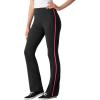 Woman Within Plus Size Tall Stretch-Cotton Knit Pull-On Bootcut Side-Stripe Leggings(Black Raspberry Sorbet)