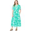 Woman Within Plus Size Tiered Midi Dress(Tropical Emerald Floral)