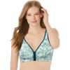 Women’s Plus Size Cotton Comfort Front-Close No-Wire Bra(Vine Floral)