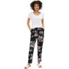 ellos Plus Size Woven Soft Pants(Black Rose Floral)