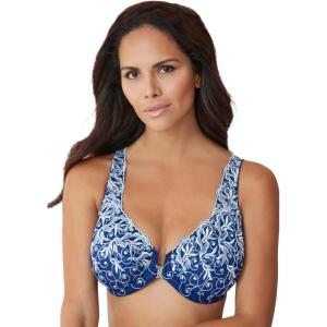 Amoureuse Women’s Plus Size Embroidered Front-Close Underwire Bra(Evening Blue Silver)