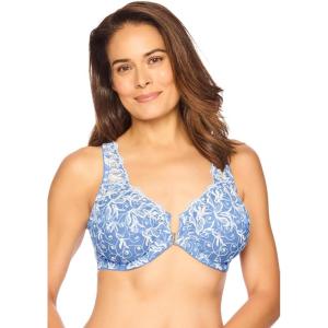 Amoureuse Women’s Plus Size Embroidered Front-Close Underwire Bra(French Blue)
