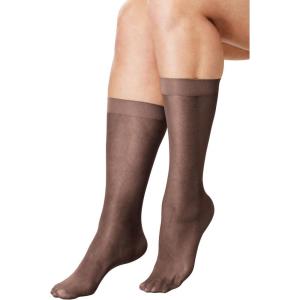 Comfort Choice Women’s Plus Size 3-Pack Sheer Knee-High Socks(Dark Coffee)