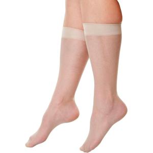 Comfort Choice Women’s Plus Size 3-Pack Sheer Knee-High Socks(Nude)