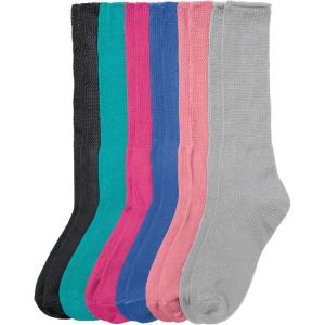 Comfort Choice Women’s Plus Size 6-Pack Rib Knit Socks(Bright Pack)