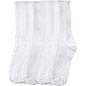 Comfort Choice Women’s Plus Size 6-Pack Rib Knit Socks(White)