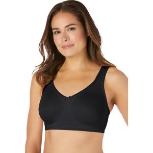 Comfort Choice Women’s Plus Size Breathe Wirefree T-Shirt Bra(Black)
