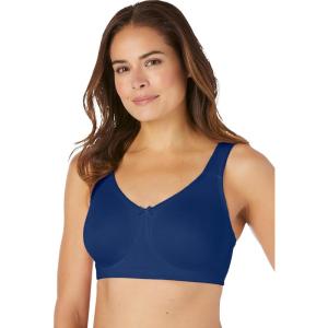 Comfort Choice Women’s Plus Size Breathe Wirefree T-Shirt Bra(Evening Blue)