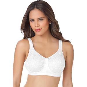 Comfort Choice Women’s Plus Size Easy Enhancer Lace Wireless Bra(White)