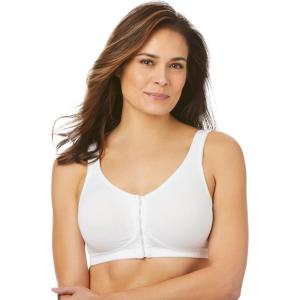 Comfort Choice Women’s Plus Size Front Hook Wireless Breathe Bra(White)