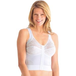 Comfort Choice Women’s Plus Size Front-Close Longline Wireless Posture Bra(White)