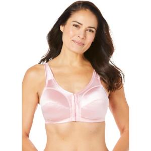 Comfort Choice Women’s Plus Size Front-Close Satin Wireless Bra(Rose Quartz)