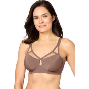 Comfort Choice Women’s Plus Size Full Coverage Mesh Side Wire Bra(Mocha Nude)