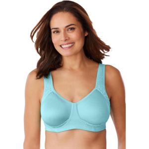 Comfort Choice Women’s Plus Size Lace Out Wire Bra(Pale Ocean)