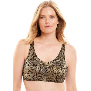 Comfort Choice Women’s Plus Size Satin Wireless Comfort Bra(Nude Animal)