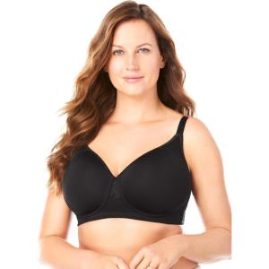 Comfort Choice Women’s Plus Size Stay-Cool Wireless T-Shirt Bra(Black)