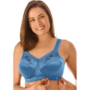 Comfort Choice Women’s Plus Size The Embroidered Custom Fit Bra(Dusty Indigo Embroidery)