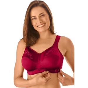 Comfort Choice Women’s Plus Size The Embroidered Custom Fit Bra(Pomegranate)