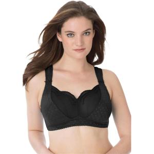 Comfort Choice Women’s Plus Size Wireless Gel Strap Bra(Black)