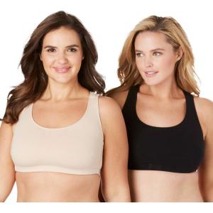 Comfort Choice Women’s Plus Size Wireless Sport Bra 2-Pack(Basic Pack)