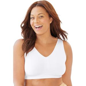 Secret Solutions Women’s Plus Size Wireless Seamless Bra(White)