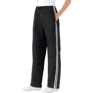 Woman Within Plus Size Better-Fleece Side-Stripe Pull-On Sweatpants(Heather Charcoal White)