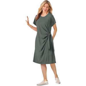 Woman Within Plus Size Side Knot Tee Dress(Pine)