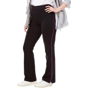 Woman Within Plus Size Tall Stretch-Cotton Knit Pull-On Bootcut Side-Stripe Leggings(Black Plum Purple)