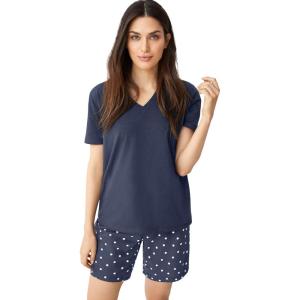 ellos Plus Size 2-Piece Short Sleep Set(Navy White Dot)