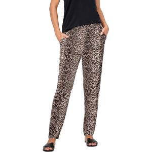 ellos Plus Size Woven Soft Pants(Animal Print)