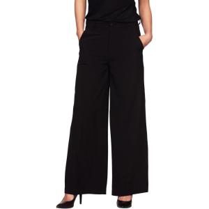 ellos Plus Size Woven Wide Leg Pants(Black)