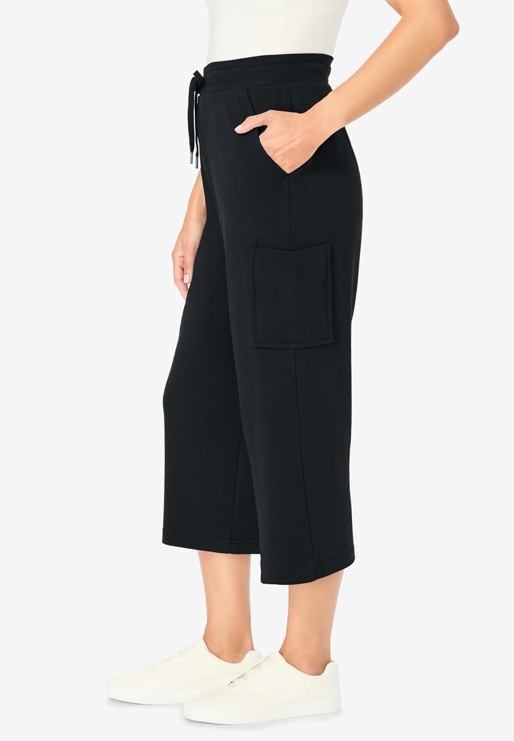 imageWoman Within Plus Size Petite Knit Cargo CapriNew Khaki