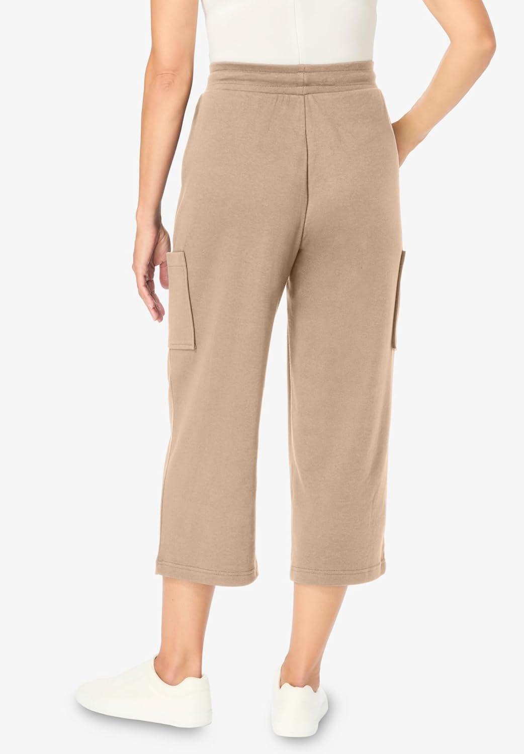 imageWoman Within Plus Size Petite Knit Cargo CapriNew Khaki