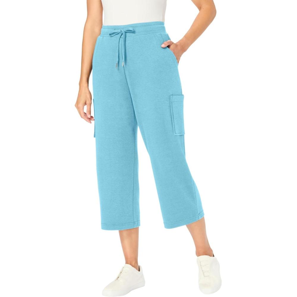 imageWoman Within Plus Size Petite Knit Cargo CapriSeamist Blue