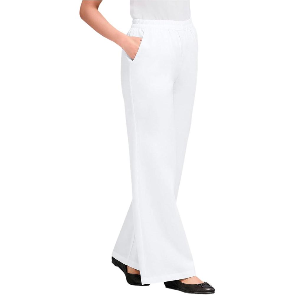 imageWoman Within Plus Size Tall Perfect ElasticWaist WideLeg AllCotton PullOn Denim JeansWhite