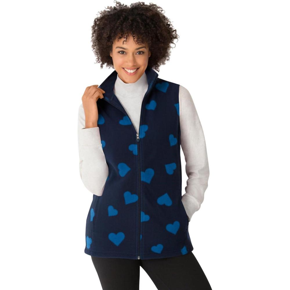 imageWoman Within Plus Size ZipFront Microfleece Vest Long Fleece VestRoyal Navy Sweethearts