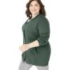 Woman Within Plus Size Fleece Baseball Jacket Long Oversized Fleece Coat(Pine)