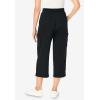 Woman Within Plus Size Petite Knit Cargo Capri(Black)