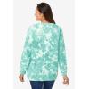 Woman Within Plus Size Printed Sweatshirt(Island Aqua Heart Tie Dye)