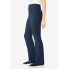 Woman Within Plus Size Stretch-Cotton Knit Pull-On Bootcut Pocket Leggings(Navy)