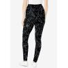 Woman Within Plus Size Stretch-Cotton Knit Pull-On Printed Leggings(Black Batik Floral)
