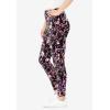 Woman Within Plus Size Stretch-Cotton Knit Pull-On Printed Leggings(Black Multi Florals)